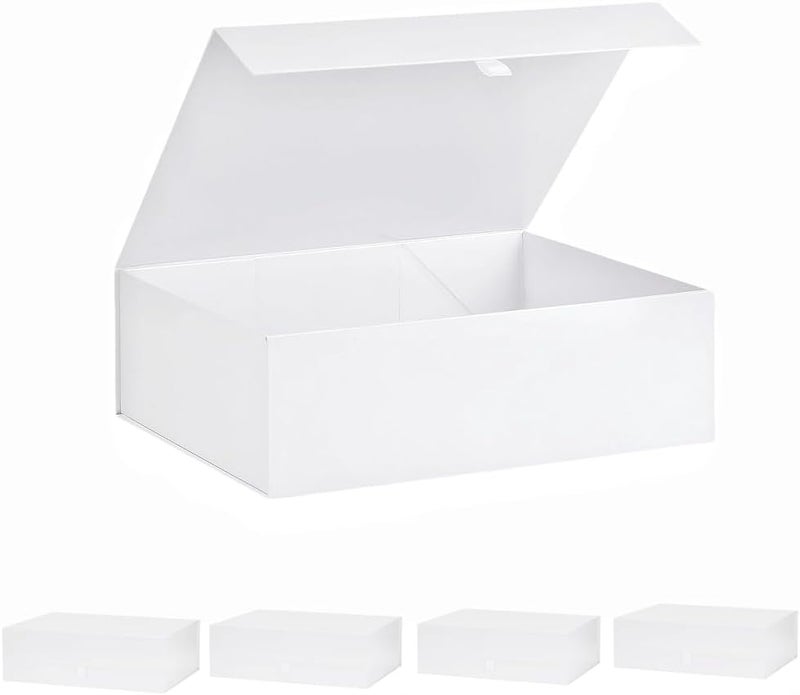 PLINJOY Extra Large White Gift Box 5 Pack 16.5x14x5.5 Inches,Gift Boxs for Presents with Lid Magnetic Closure Collapsible,Bridesmaid Proposal Box,Birthday, Christmas,for Clothes and Large Gifts - Image 1